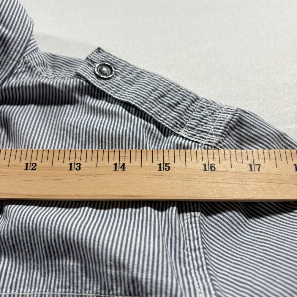 Converse One Star Striped Button Down Shirt Men Medium Short Sleeve Utility Blue - Picture 7 of 9